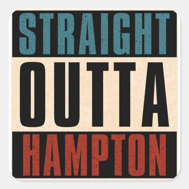 Sticker Carré Direct Outta Hampton Virginia VA (Devant)
