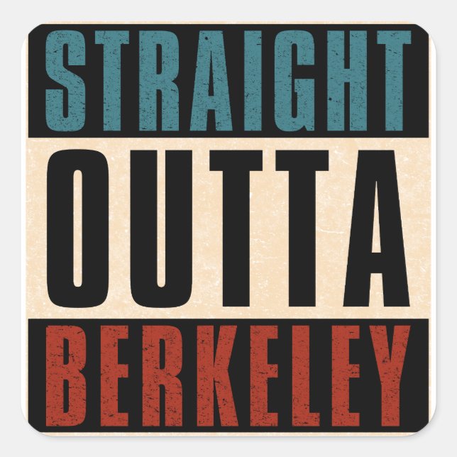 Sticker Carré Directement à Berkeley Californie CA (Devant)
