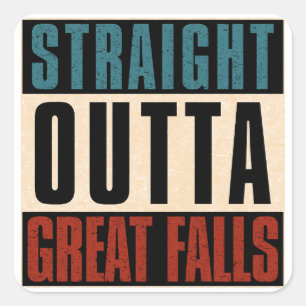 Sticker Carré Directement en direction de Great Falls Montana MT