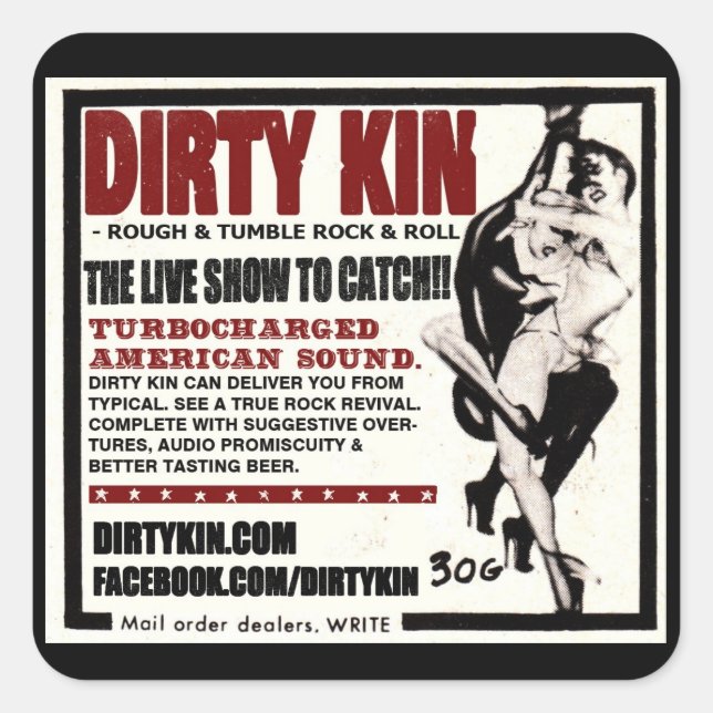 Sticker Carré Dirty Kin Retro (Devant)