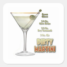Sticker Carré Dirty Martini Cocktail Recette Art