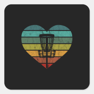 Sticker Carré DiscGolf - Panier cible rétro Vintage