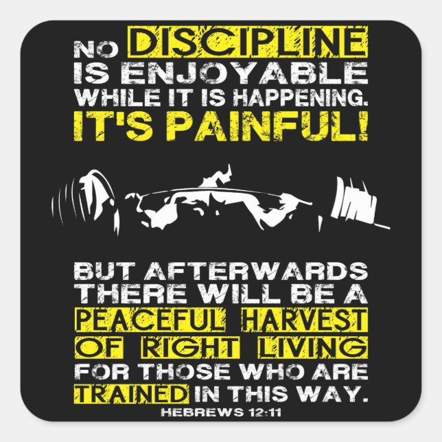 Sticker Carré DISCIPLINE - Motivation de l'entraînement de squat (Devant)