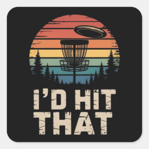 Sticker Carré Disque de golf vintage à lancer Je frapperais ce g