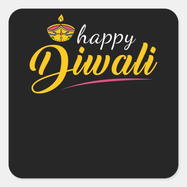 Sticker Carré Diwali Happy Diwali (Devant)
