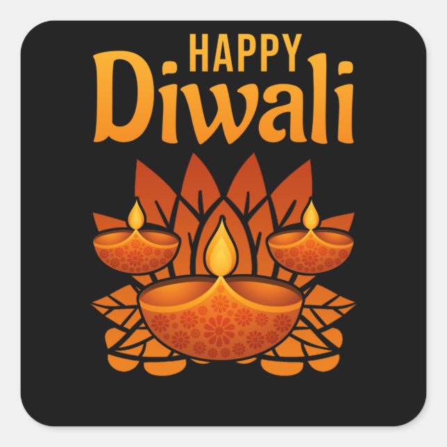 Sticker Carré Diwali Happy Diwali (Devant)