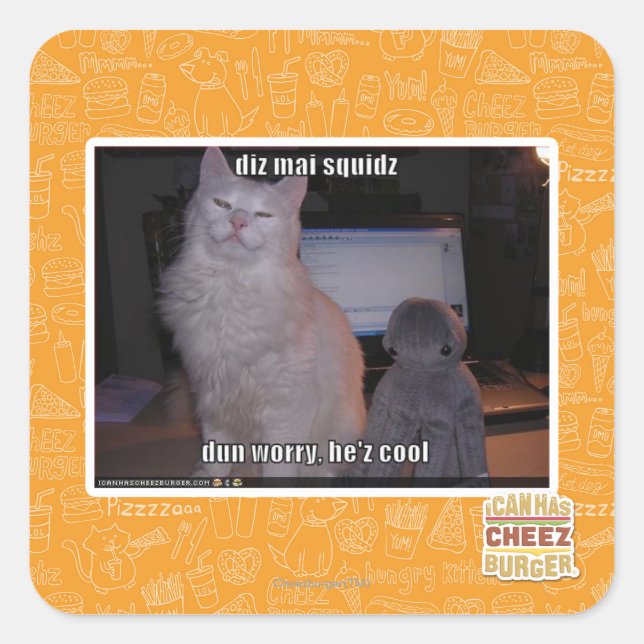 Sticker Carré diz mai squidz (Devant)