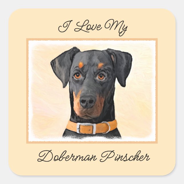 Sticker Carré Doberman Pinscher Peinture non découpée Art origin (Devant)