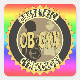 STICKER CARRÉ DOCTEUR FÉMININ LOGO D'INSIGNE D'OB/GYN