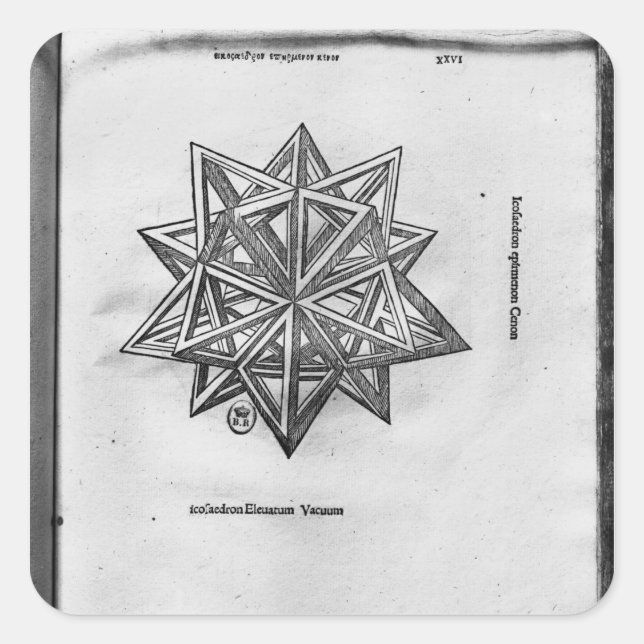 Sticker Carré Dodécahedron, de 'De Divina Proportione' (Devant)