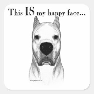 Sticker Carré Dogo Argentino Joyeux Visage