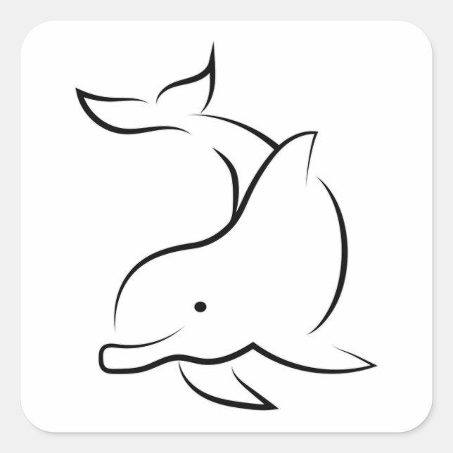 Sticker Carré Dolphins Dolphin Mer Animal Océan Eau Idée cadeau (Devant)