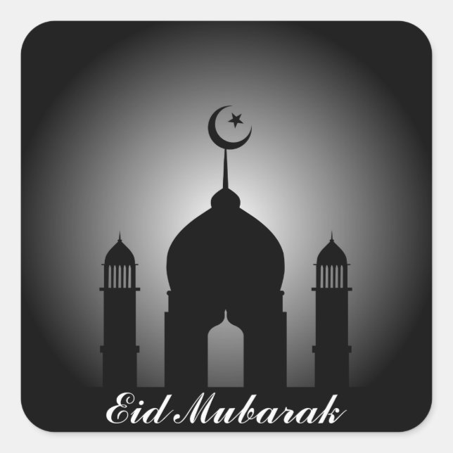 Sticker Carré Dôme mosquée et silhouette minaret (Devant)