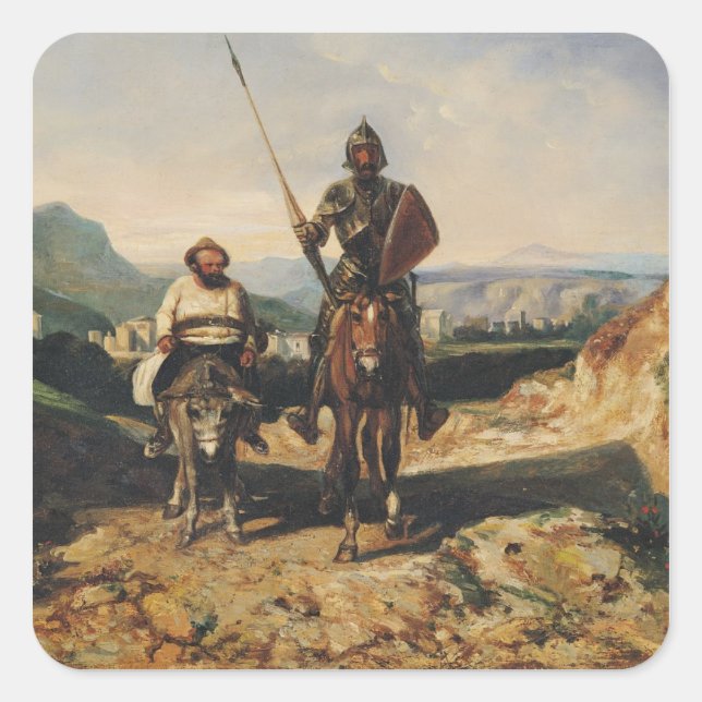 Sticker Carré Don don Quichotte et Sancho (Devant)