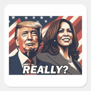 Sticker Carré Donald Trump Kamala Harris Vraiment ?
