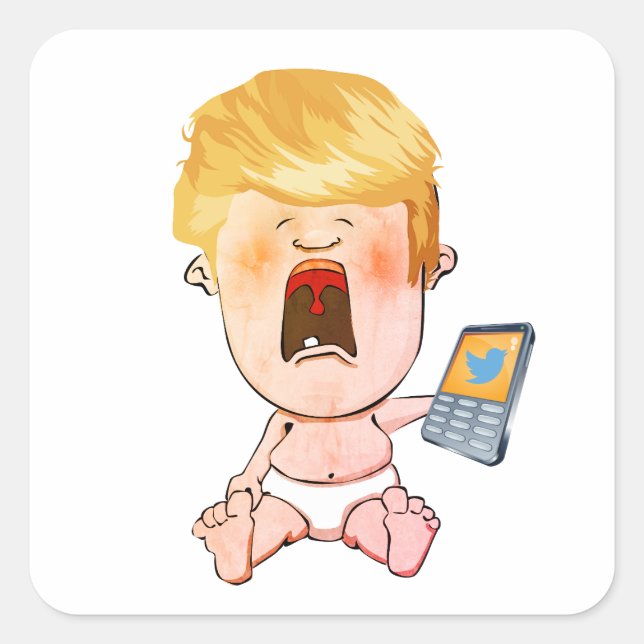 Sticker Carré Donald Trump pleurant son bébé (Devant)