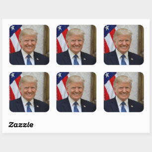 Sticker Carré Donald Trump Président des États-Unis Maison Blanc