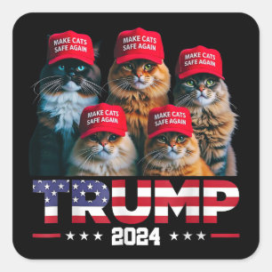 Sticker Carré Donald Trump sécurise à nouveau les chats Casquett