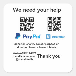 Sticker Carré Donation Collection conseil pot ajouter votre q r 