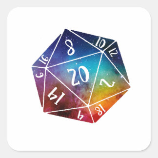 Sticker Carré Donjons et dragons, D20