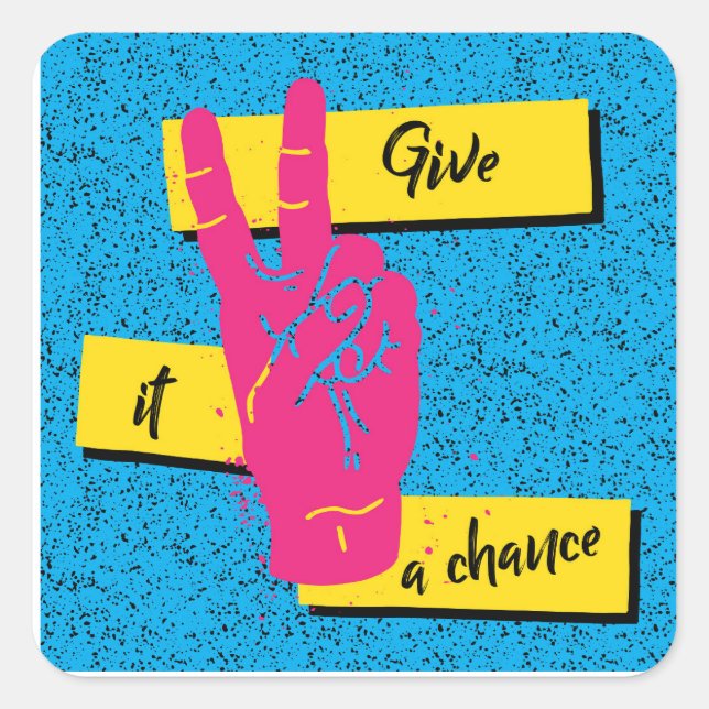Sticker Carré Donnez-lui une chance (Devant)