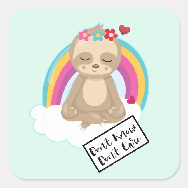 Sticker Carré Don't Know Don't Care Text (Devant)