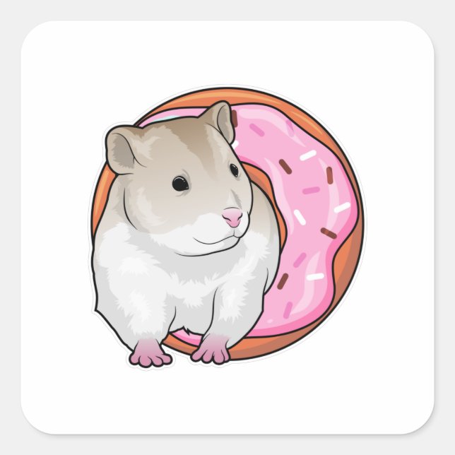Sticker Carré Donut Hamster (Devant)