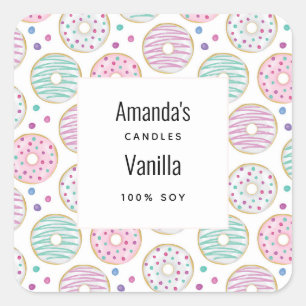 Sticker Carré Donut Motif mignon Bougie colorée affaires