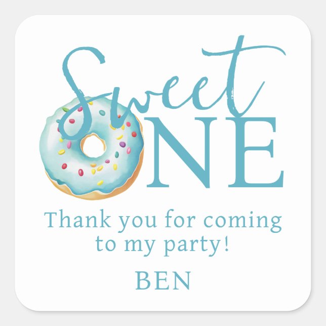Sticker Carré Donut Sweet Un 1er Merci d'anniversaire (Devant)