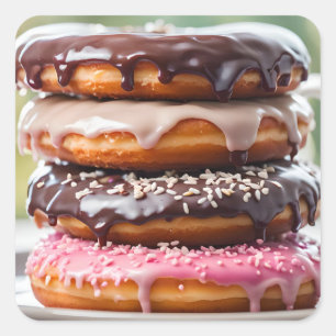 Sticker Carré Donuts empilés