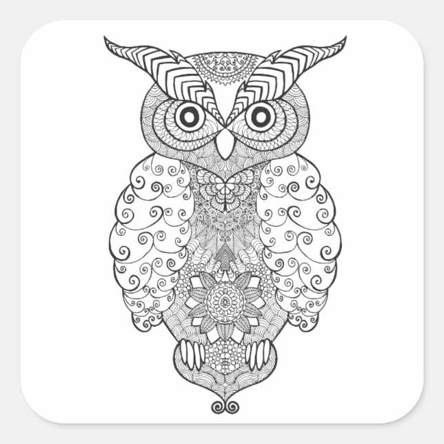 Sticker Carré Doodle Owl (Devant)