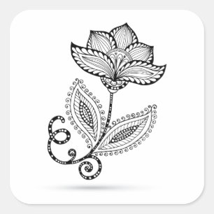 Sticker Carré Doodles Henna Paisley Mehndi