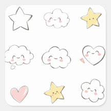 Sticker Carré Doodles mignons