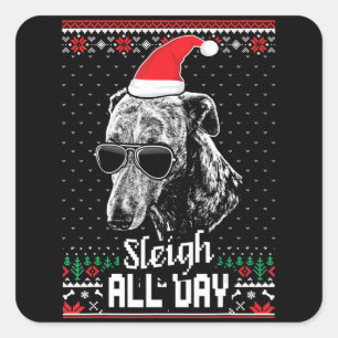 Sticker Carré Dormir toute la journée Drôle Whippet Noël