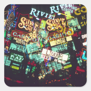 Sticker Carré Double exposition, enseignes de casino, Las Vegas,