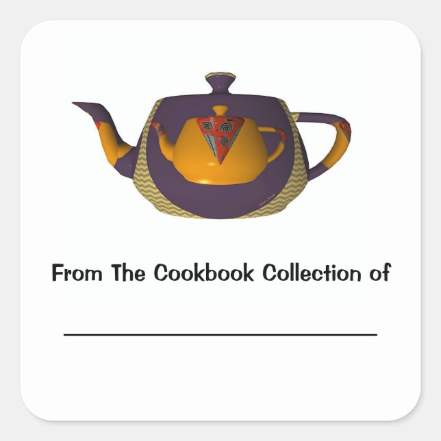 Sticker Carré Double Teapot Personnaliser Cookbook Plaque (Devant)
