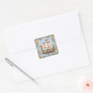Sticker Carré Douce Baby Shower Petit Viking