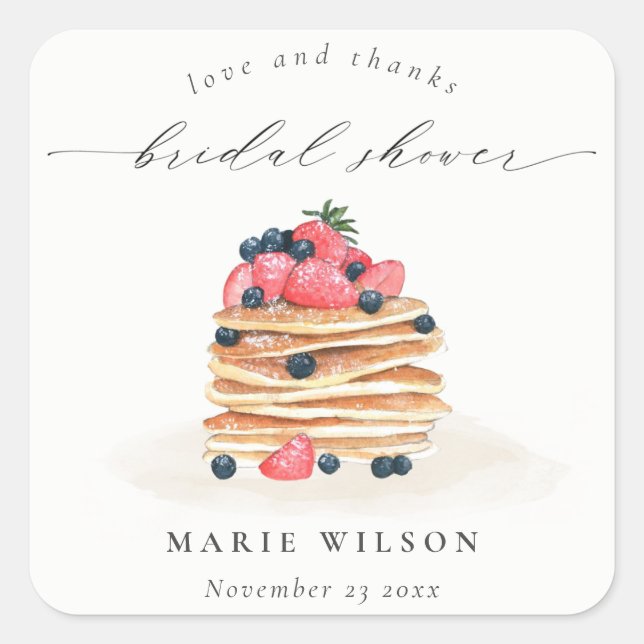 Sticker Carré Douce Crêpe aux Fruits Rustique Aquarelle Baby Sho (Devant)
