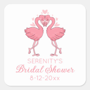 Sticker Carré Douce Flamant Rose Tropical Plage Enterrement de V