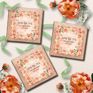 Sticker Carré Douce Mariée Fleurie Orange Aquarelle