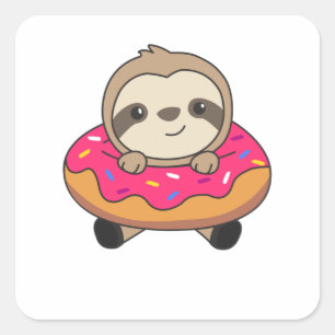 Sticker Carré Douce Sloth Loaf Donut Sprinkings Rose