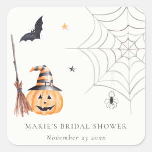 Sticker Carré Douce toile d'araignée de citrouille d'Halloween p
