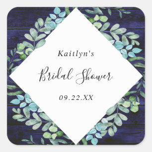 Sticker Carré Douceur Botanique Éucalyptus Baby Shower de Mariée