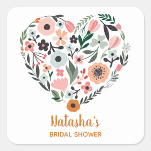 Sticker Carré Douche de Mariée   Fleurs Romantiques et Fantaisis