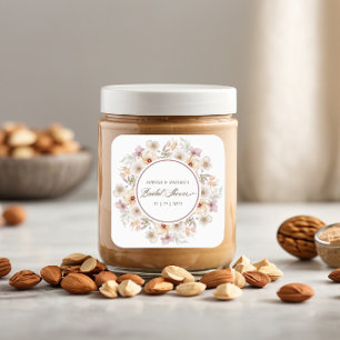 Sticker Carré Douche Mariage Aquarelle Florale Chic