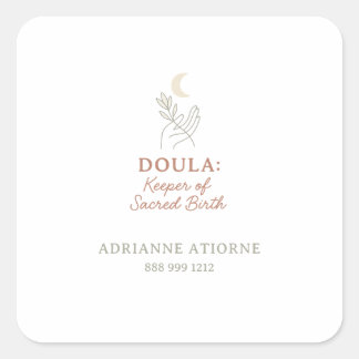 Sticker Carré Doula Keeper de Sacred Birth citation nom autocoll