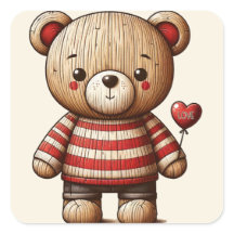 Sticker Carré d'ours en peluche adorable