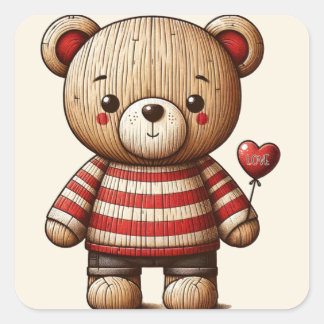 Sticker Carré d'ours en peluche adorable