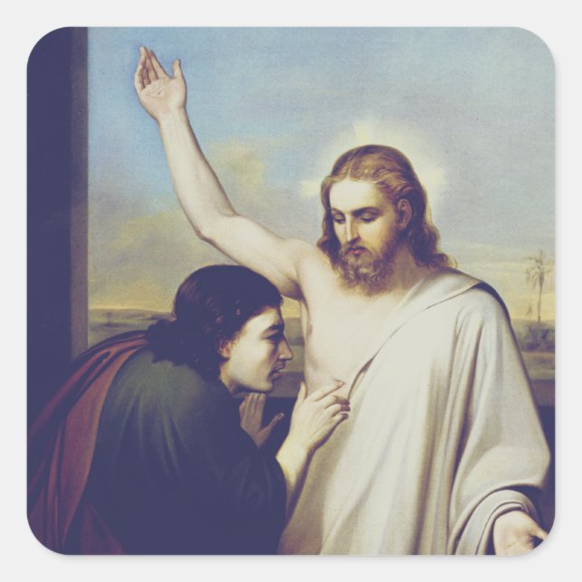 Sticker Carré Douter de Saint Thomas par Silvestro Lega (Devant)
