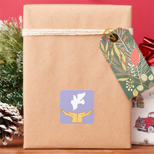 Sticker Carré Dove Bird World Peace White